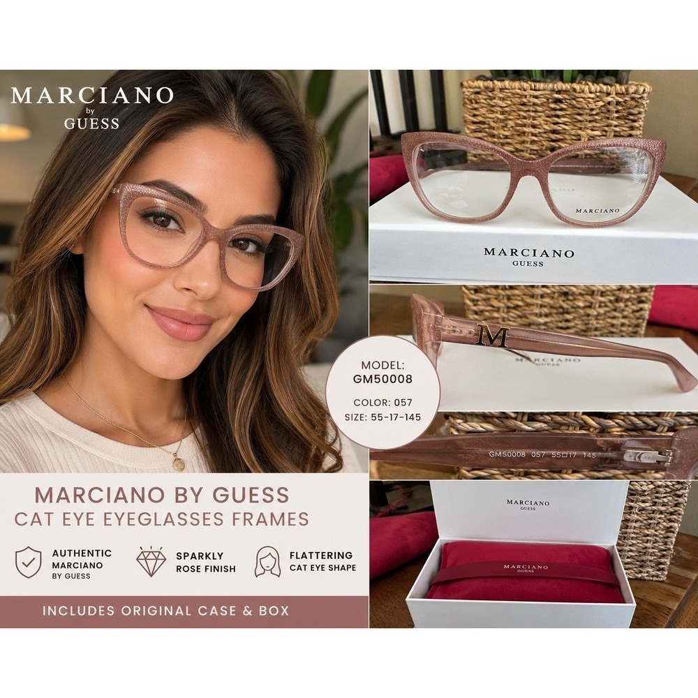 Marciano by GUESS GM50008 057 Rose Cat Eye glass Frames 55-17-145 w/case and box